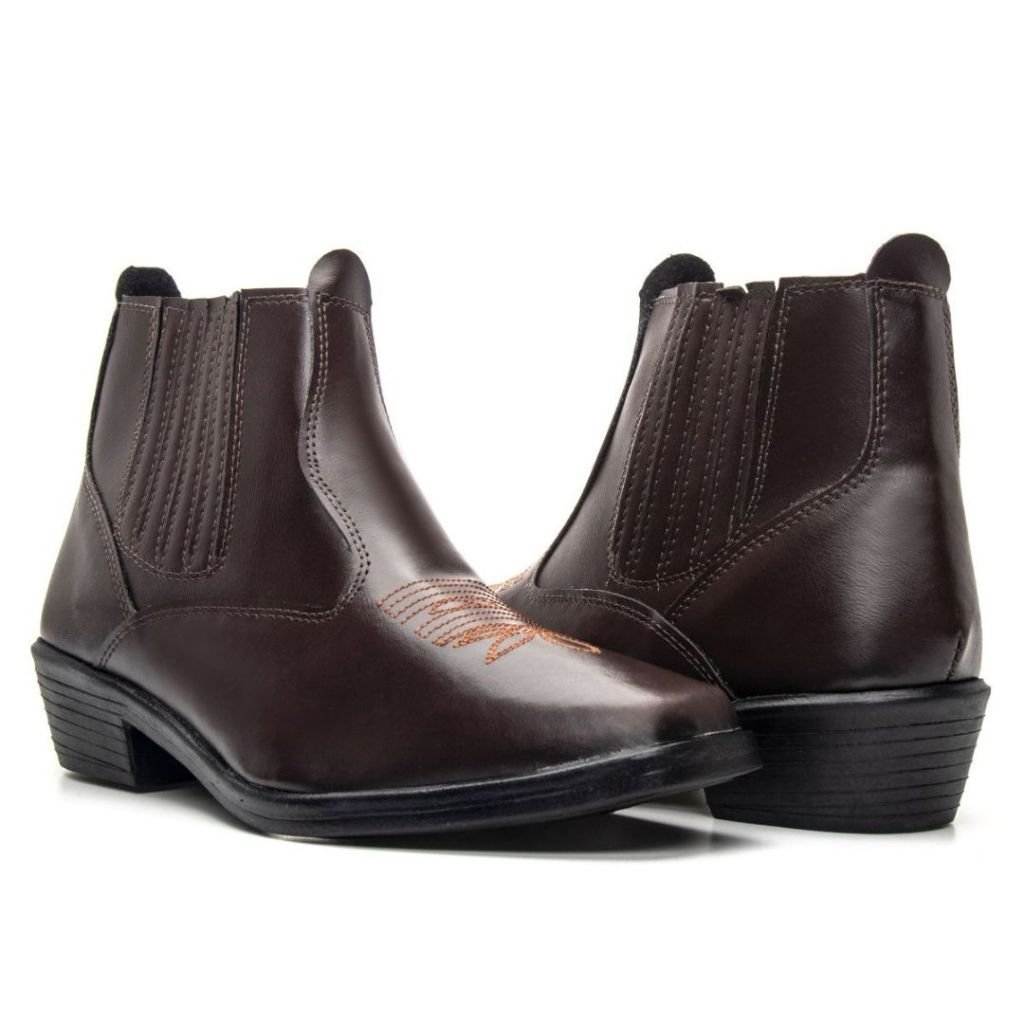 Sapato Masculino Bota Country Botina Roça Sapato Bordado Texana Masculina 063