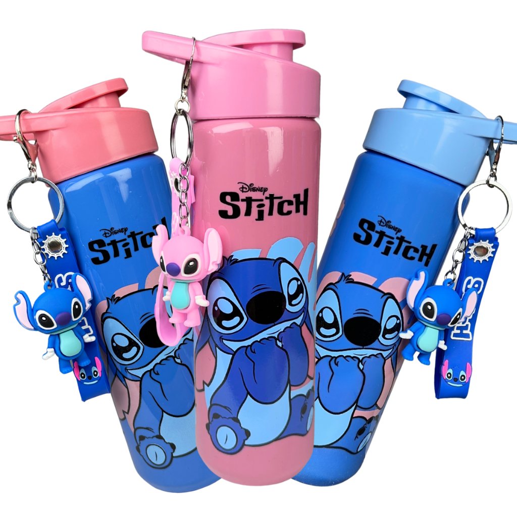 Kit Infantil Garrafinha de Água 700ml com Chaveiro Personagens Diversos Presente Escola Passeio