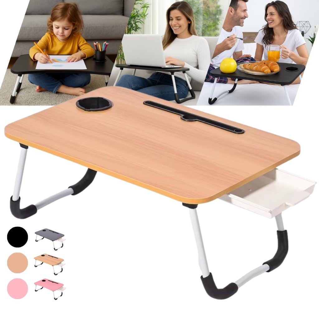 Mesa para Notebook Mesinha para Computador Portátil Cama para estudos com Gaveta Dobravel