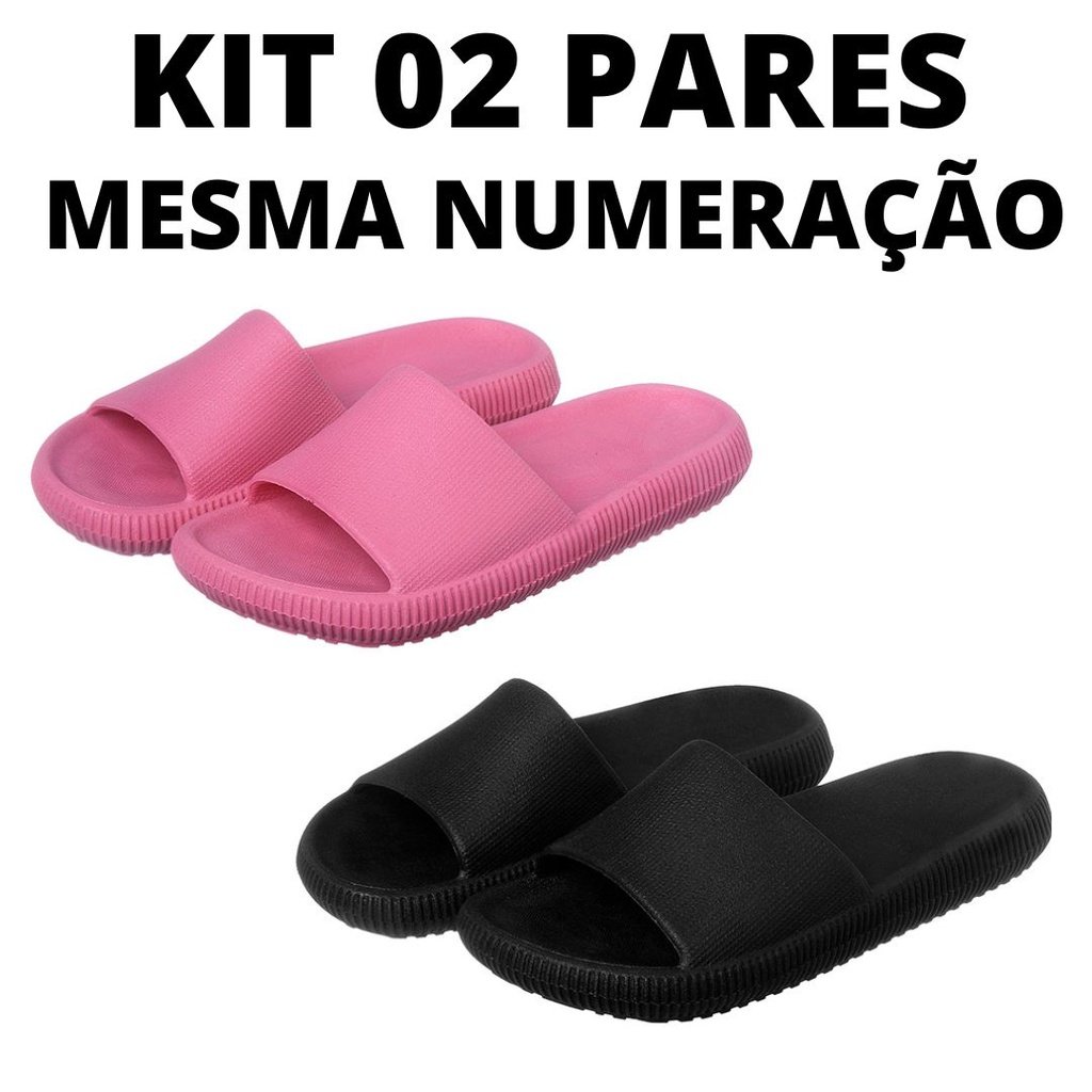 Kit de 02 pares Chinelo Feminino  Slide Nuvem Anatômico Confort Unissex *mesma numeração os dois pares*