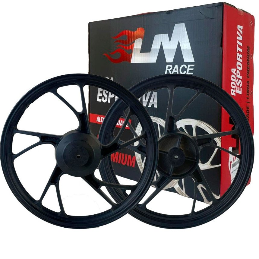 Jogo Roda Pé De Galinha Cg Titan 150 160 Liga Leve Freio A Tambor Lona Com Rolamento Cor Preta