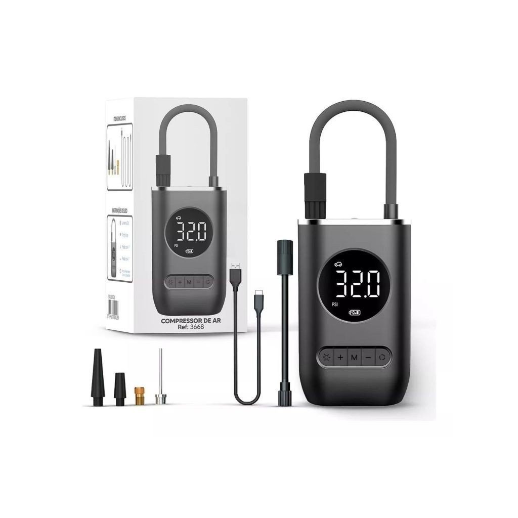 Mini Compressor De Ar Potente Portátil 130 Psi Carros E Van Cor Preto Frequência 120 110V/220V