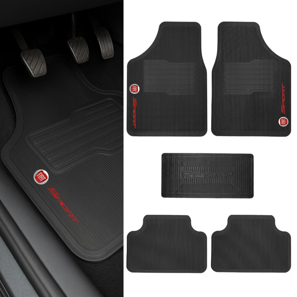 Kit Jogo Tapete Automotivo Carro Borracha Logo Fiat