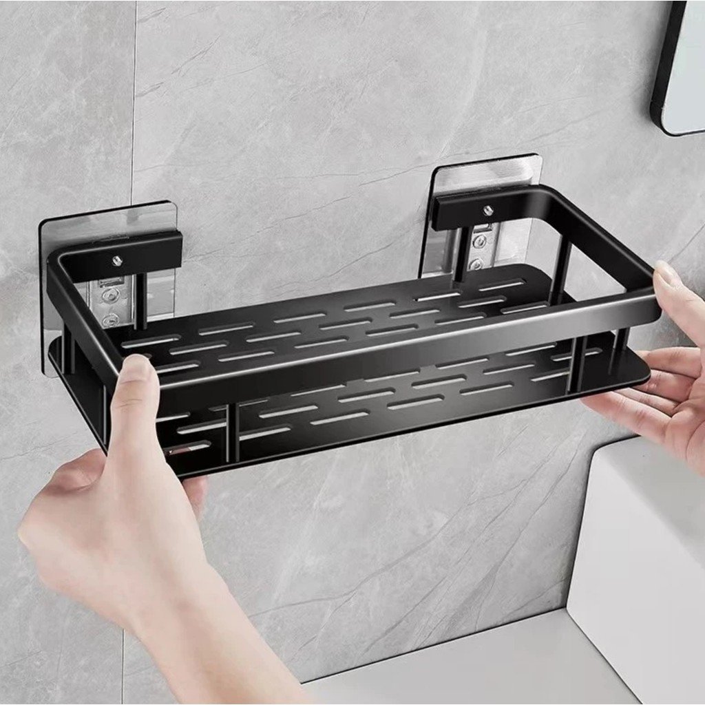 1 ou 2 Suporte Banheiro Antiferrugem Adesivo Sem Furo Organizador Multiuso Na Parede De Alumínio Top&casa