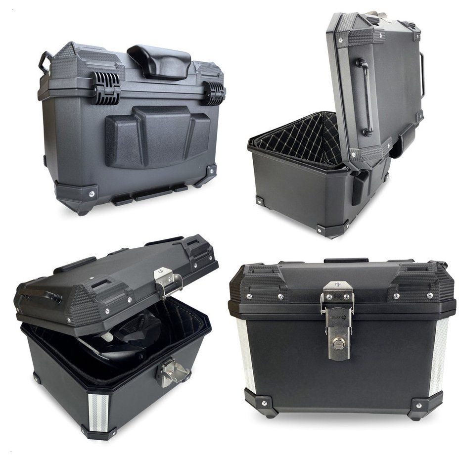 Bau Bauleto Traseiro Plastico 45 Litros Preto Com Base Com Encosto