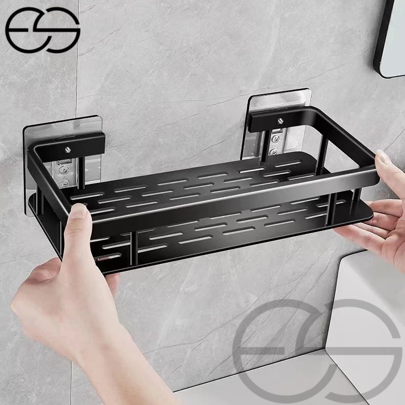 1/2/3 Suporte De Shampoo Preto Organizador Alta qualidade Prateleira De Banheiro Sem Furo Premium-Space Alumínio ES