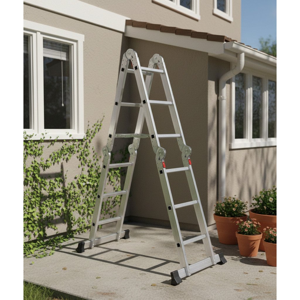 Escada Articulada de Alumínio 12 Degraus 3,32 Metros de Altura Multifuncional 4x3