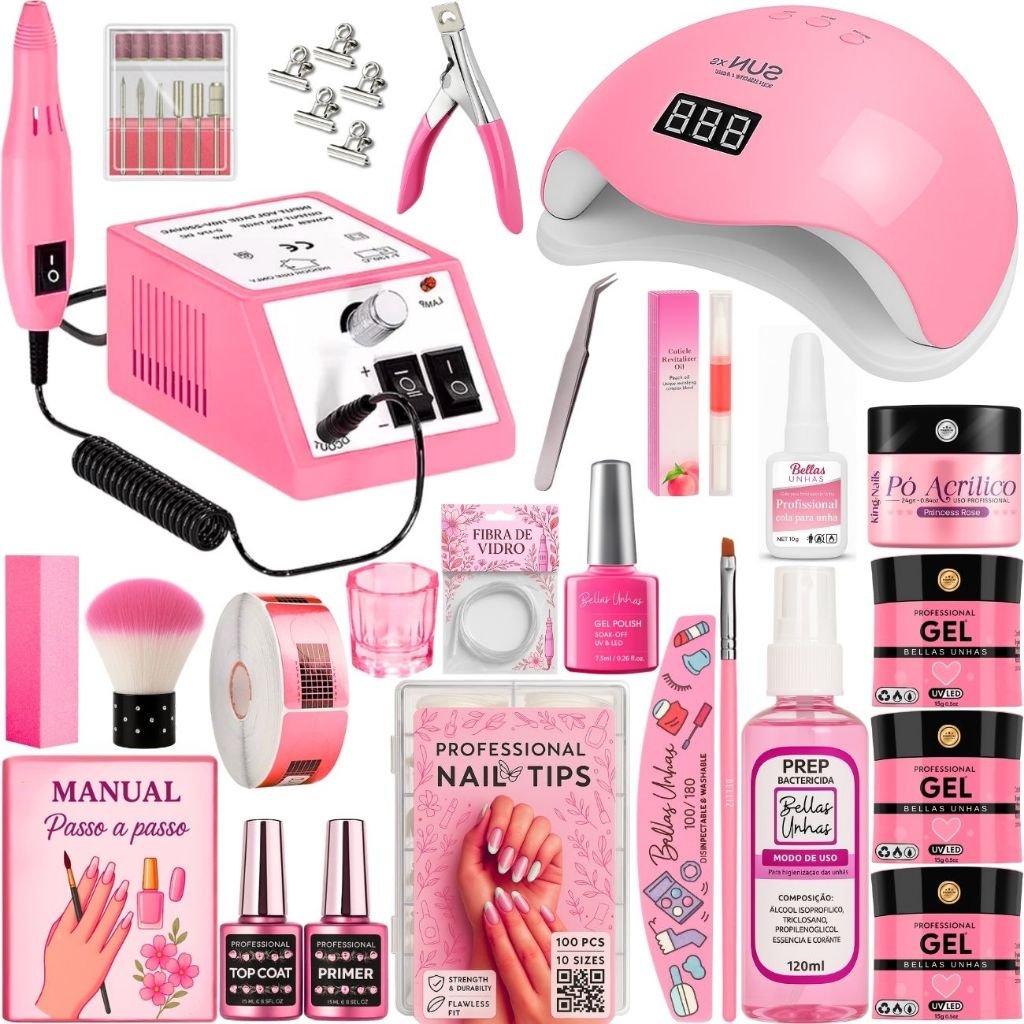 Kit De Unha Gel Completo Fibra Kit Alongamento Gel - Envio Imediato