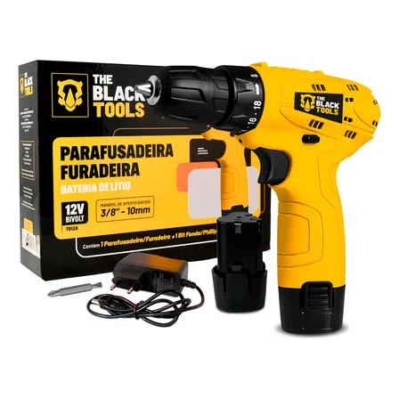 Parafusadeira Furadeira The Black Tools Tb12a 3/8 A Bateria Cor Amarelo Frequência 60hz 127/220v