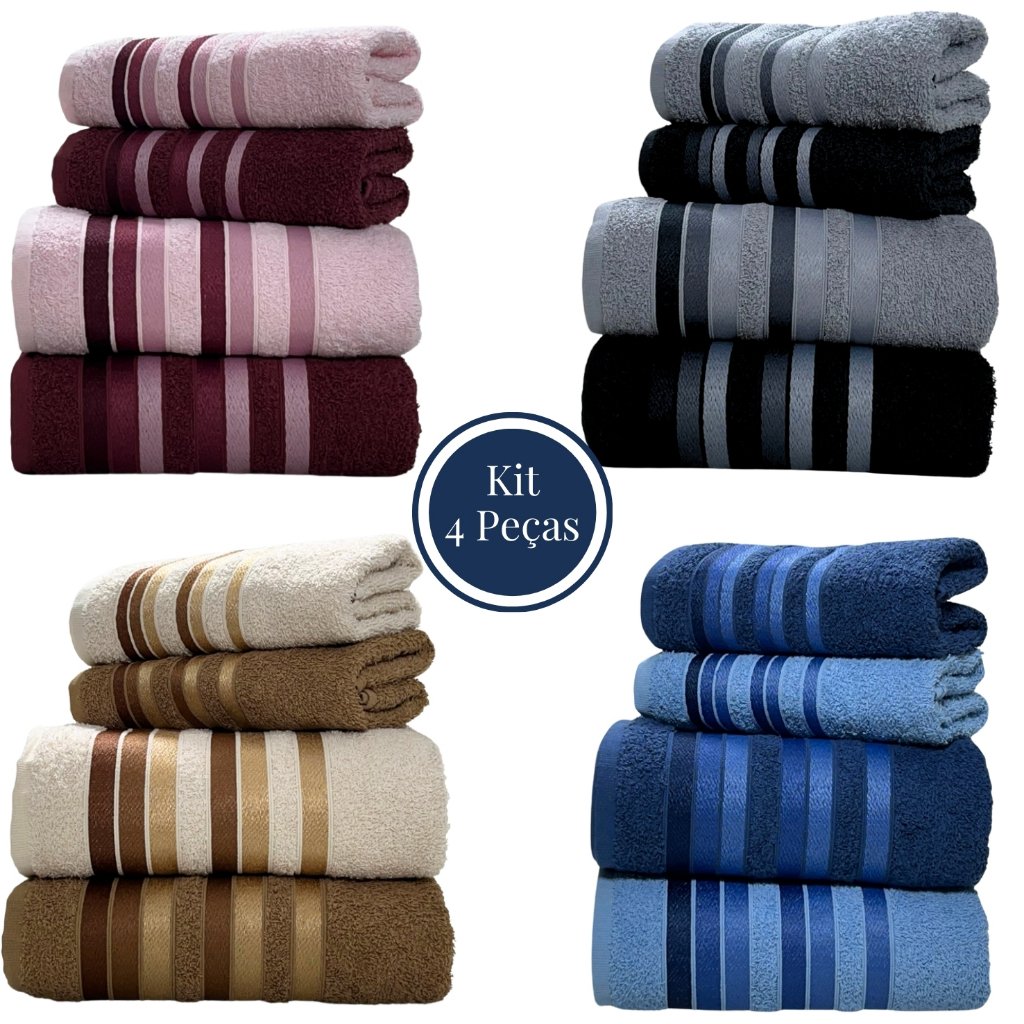 Jogo Toalha de Banho 4 Peças 100% Algodão Grossa Felpuda Super Macia Excelente Absorção New Premier Habitat