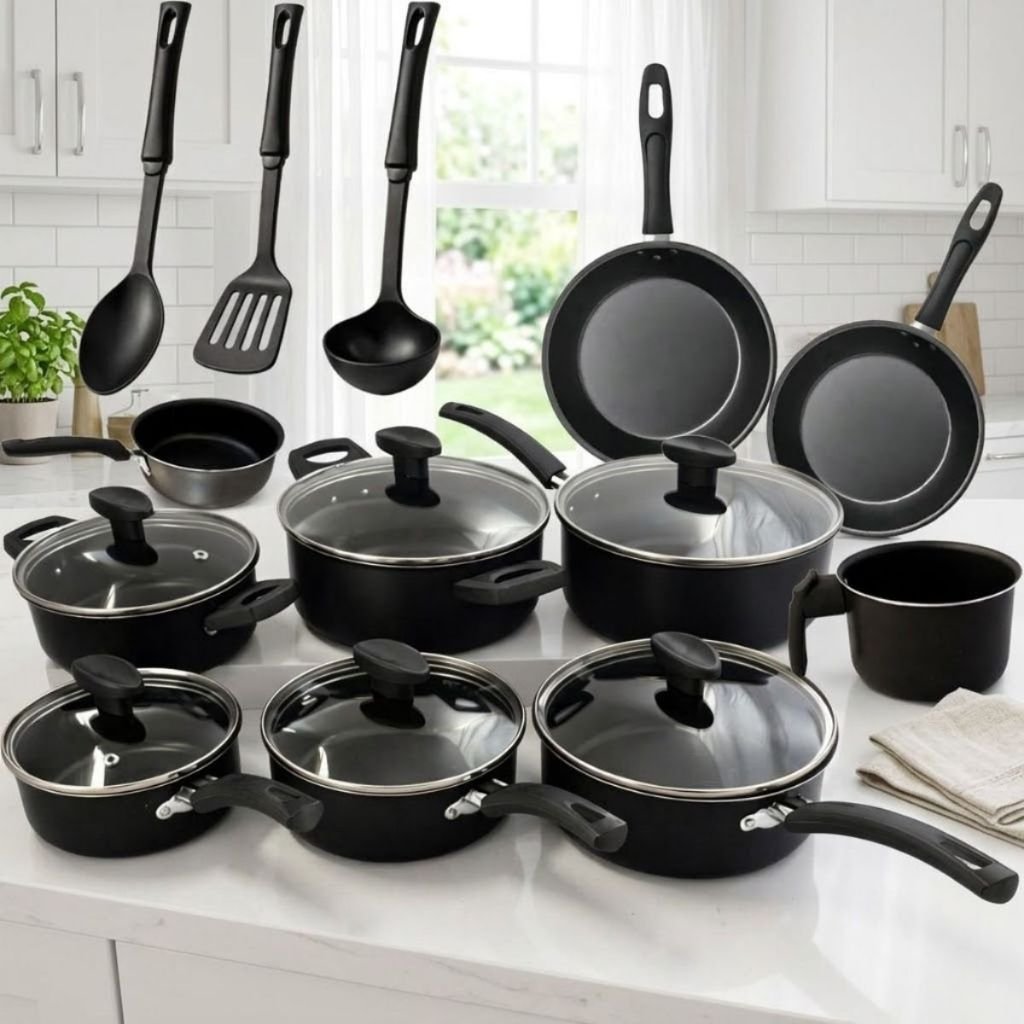 Jogo Panelas 13 Peças Antiaderente Conjunto Kit Frigideira Caçarola Fervedor Cozinha Completa