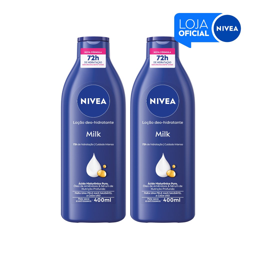 KIT NIVEA Loção Hidratante Milk Pele Seca a Extrasseca 400ml 2 Unidades BBB 26