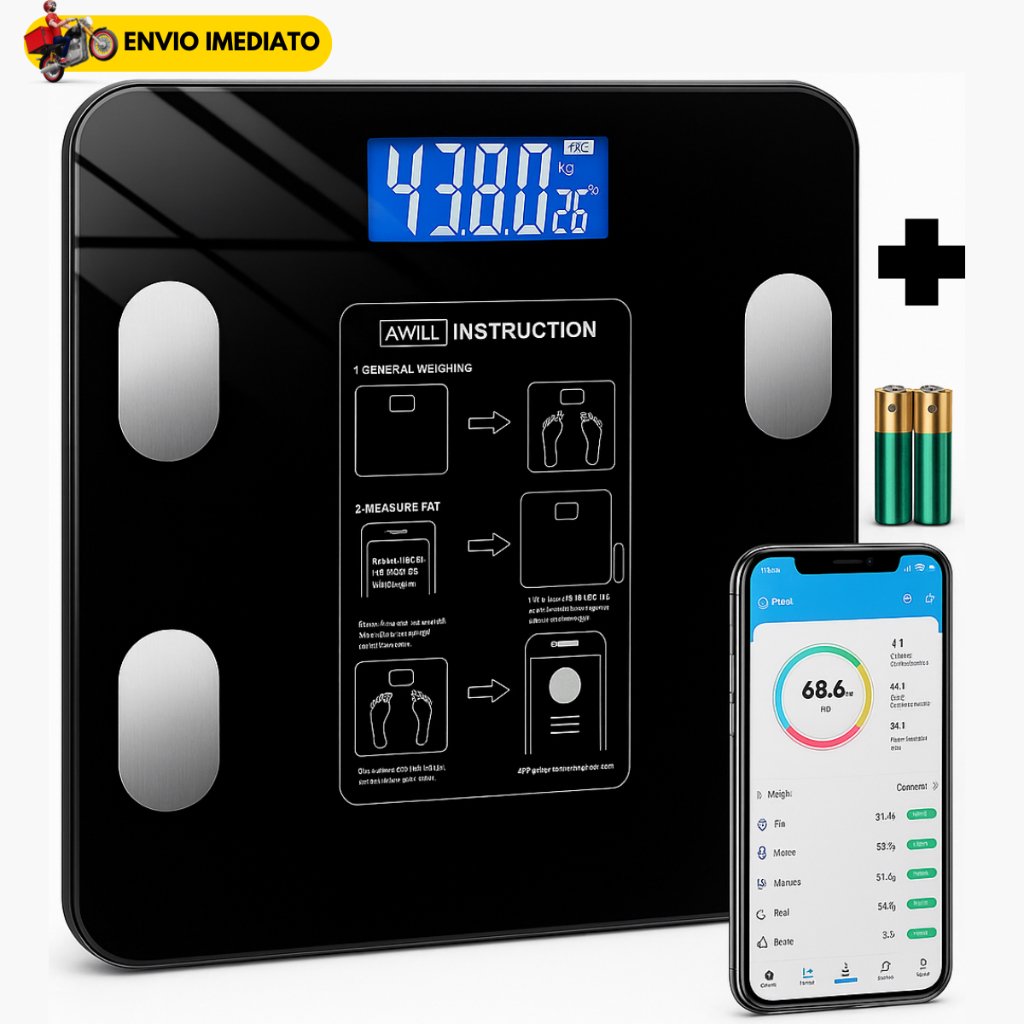 Balança Bioimpedancia Digital Bluetooth Corporal até 180kg Resultado Pelo Celular + Pilhas