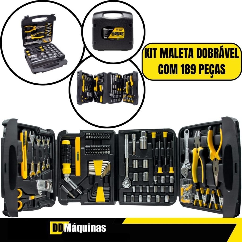 Kit Ferramentas Manuais Fasterr 189 Peças com Maleta Dobrável Completa - Fasterr