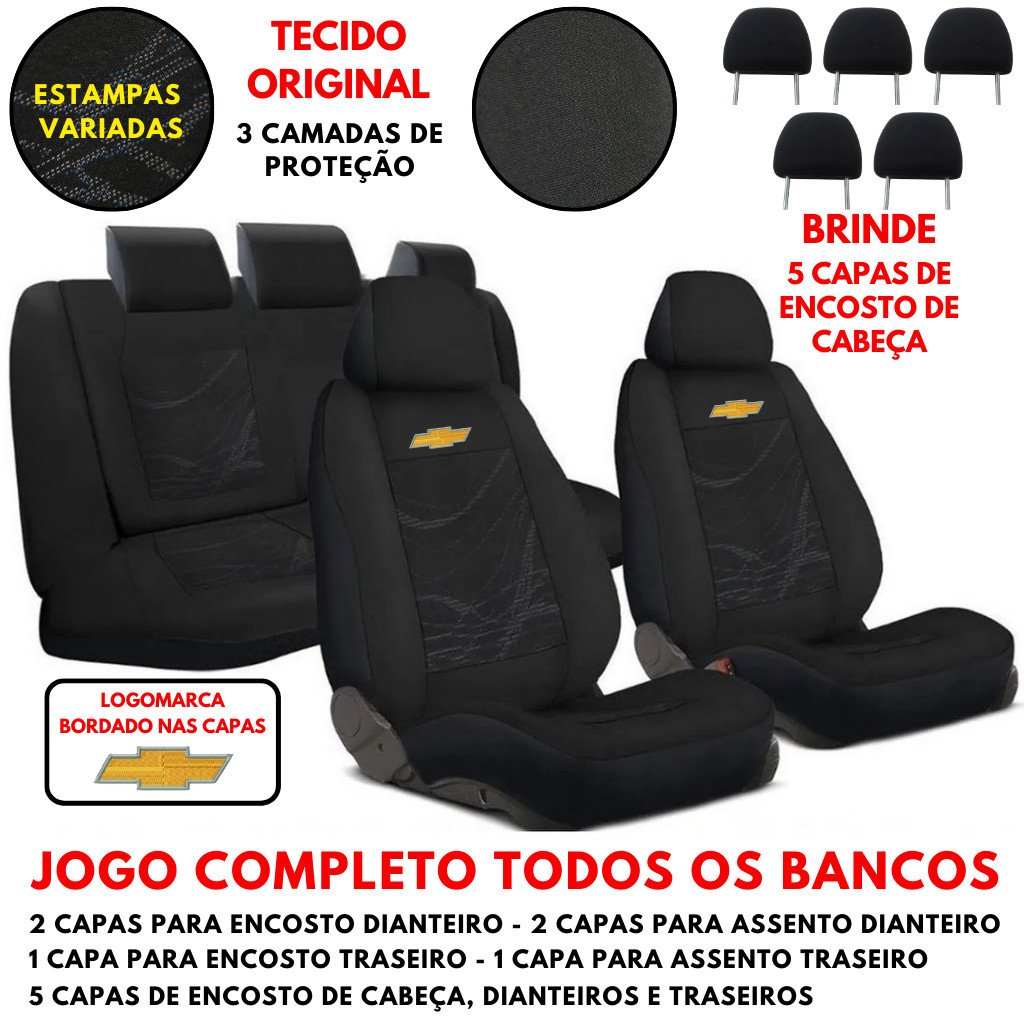 Capa De Banco Automotivo Em Tecido Grosso Carro Chevrolet Corsa Celta Prisma Onix Agile