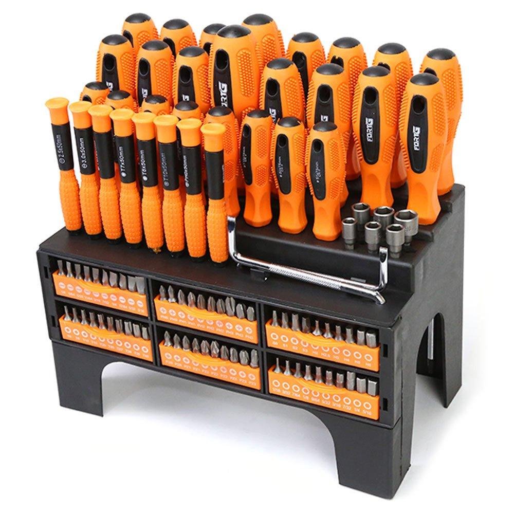 Jogo Conjunto 100 Peças Chaves de Fenda Phillips Bits Pontas Magnetizadas FortG