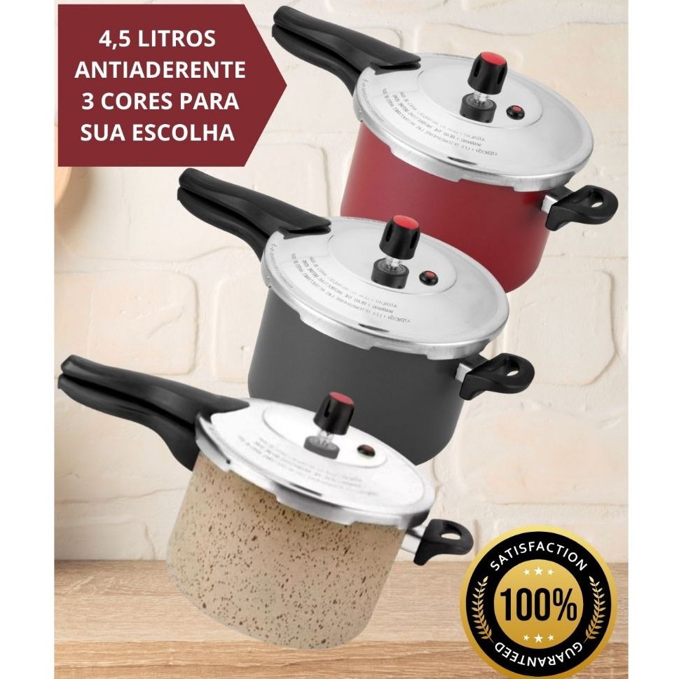 Panela de Pressão 4.5l Antiaderente/Teflon Fechamento Externo Alegrete