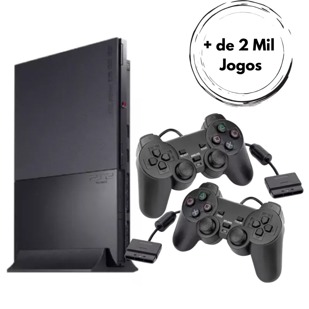 PlayStation 2 Ps2 Com OPL Com 2000 Jogos Play2 Usado + 2 Controles