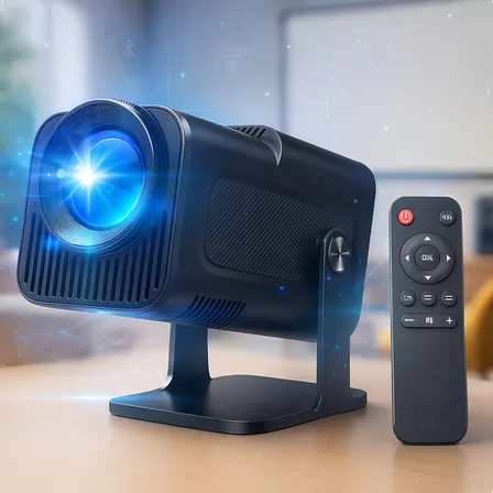 Projetor Hy320 Davely Smart Tv Android Wifi6 390 Ansi Lumens Full Hd 4k Mini Projetor Portátil Preto Com Controle Remoto 127/220v