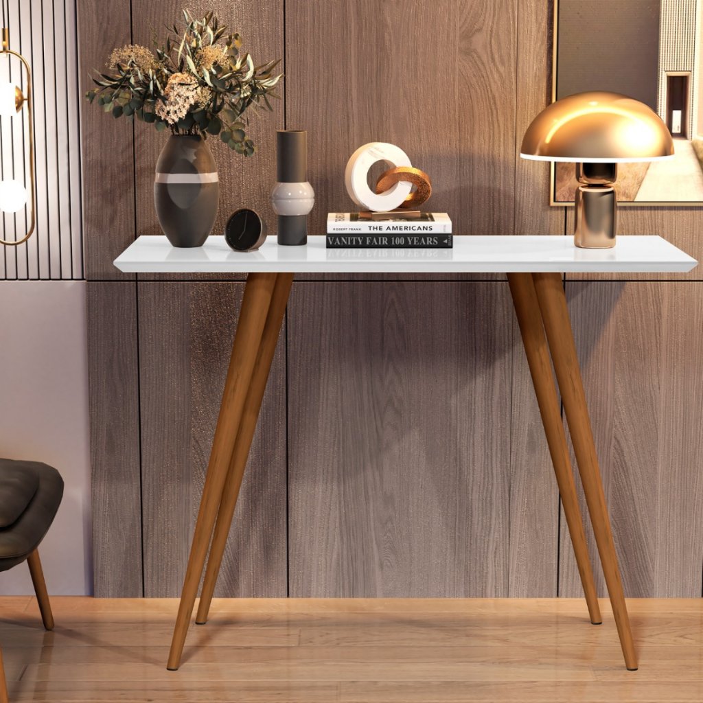 Aparador Classic Pé Palito Madeira Retro Branco Brilho