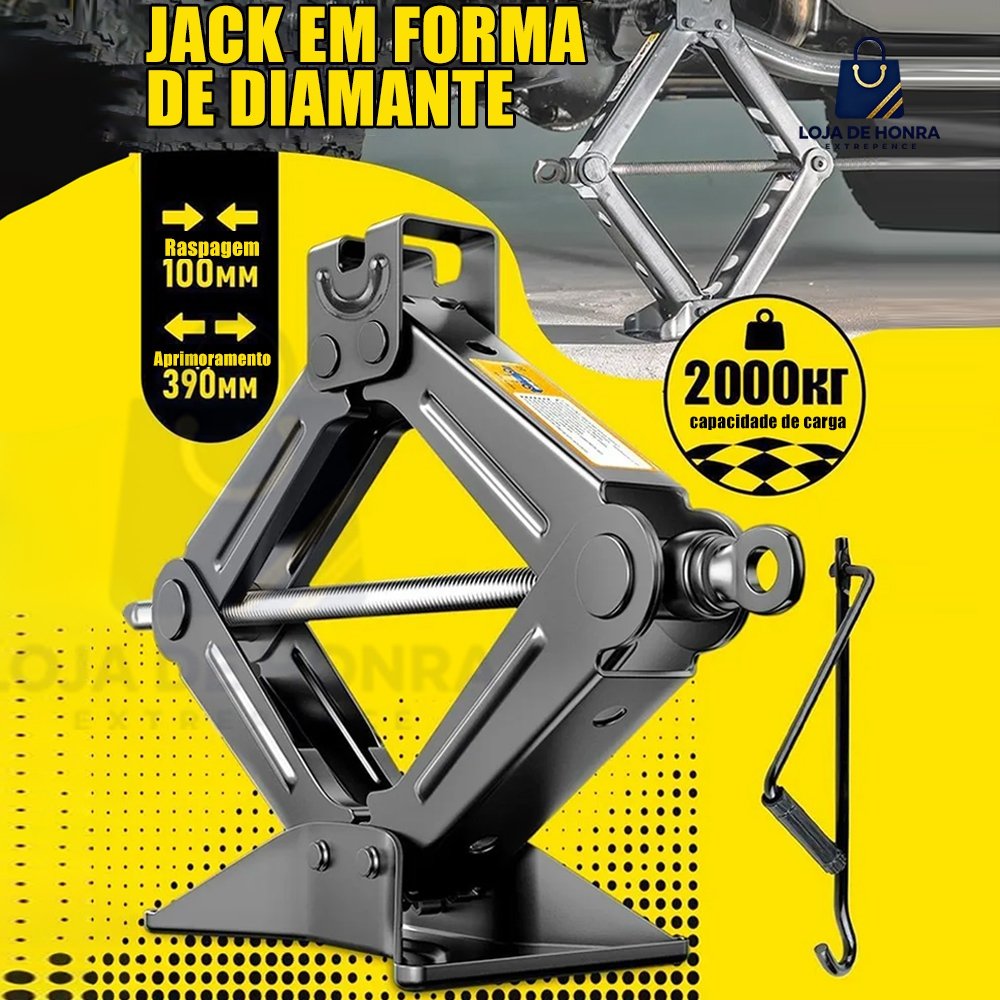 Macaco Sanfona de Carro Suporta 2 Toneladas 2000 kgs Jacaré Universal Original para Troca de Pneu