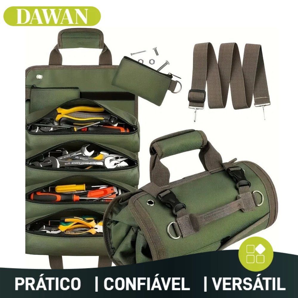 Bolsa Estojo de Ferramentas Dobrável portátil Eletricista Mecânico 5 Compartimentos Zíper Alça Multiuso