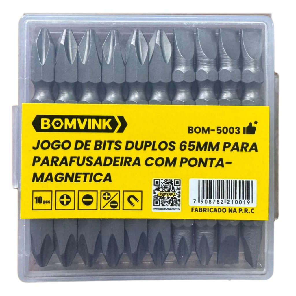 Bits Ponteira Dupla Magnetica Parafusadeira 65mm 10 peças