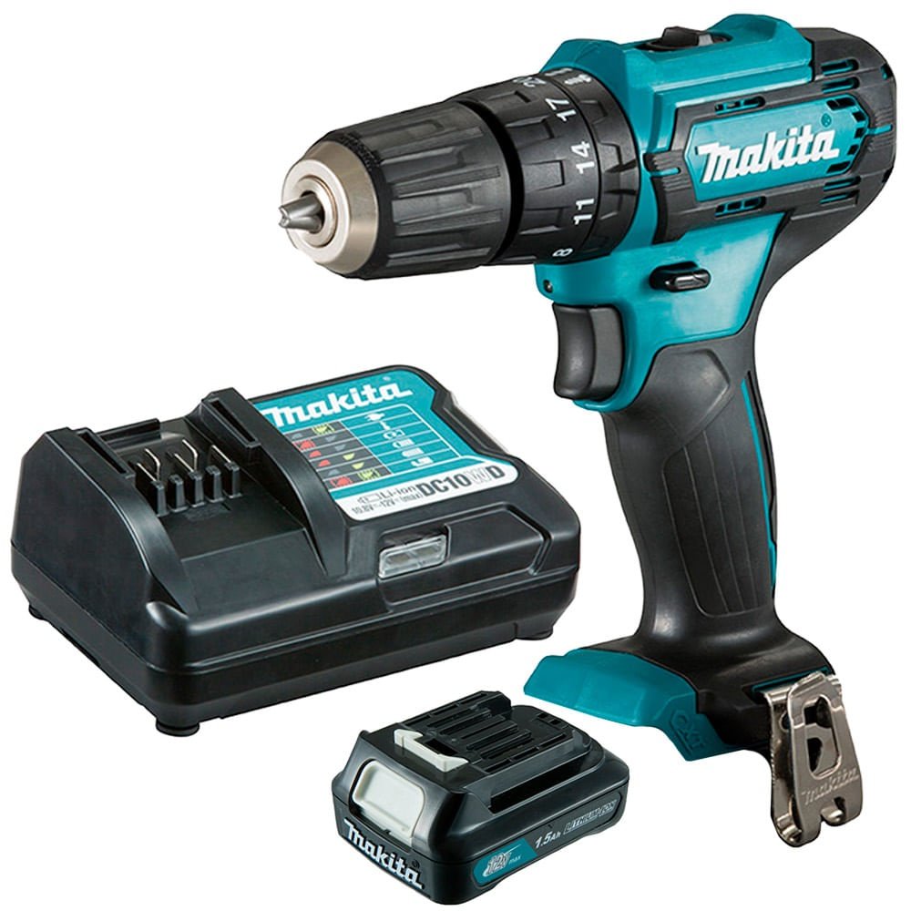 Furadeira Parafusadeira de Impacto Makita 12V HP333DWYX3 com Bateria e Carregador