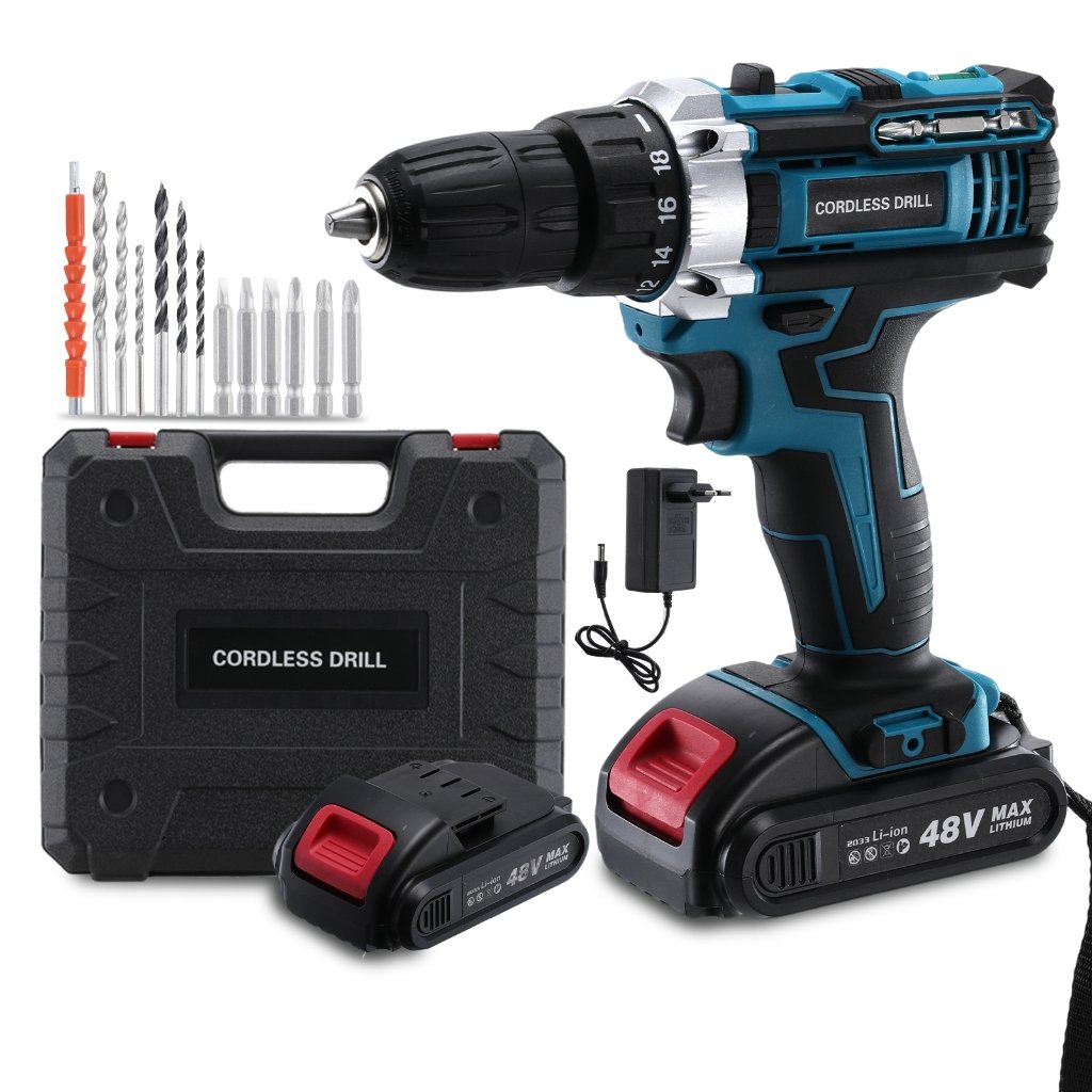 Furadeira Elétrica Multifuncional 48V, Recarregável Sem Fio, Kit De Ferramentas Completo Com Bateria.