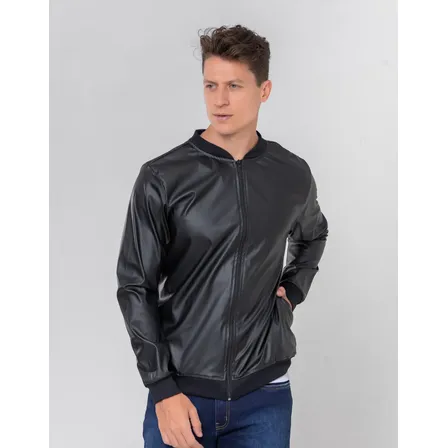 Jaqueta Bomber Courino Masculina Com Zíper E Bolso