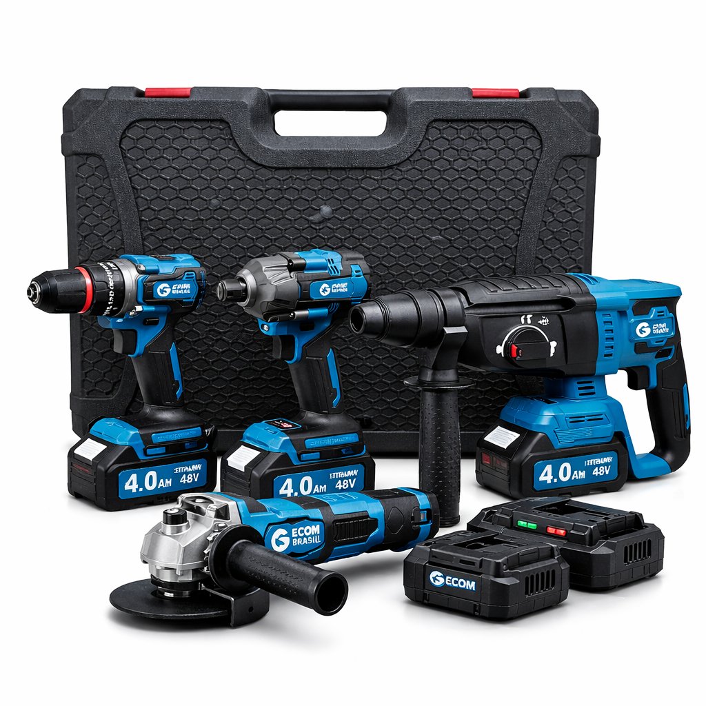 Kit Ferramentas Eletrica Parafusadeira Martelete Esmerilhadeira Lixadeira Furadeira Chave Impacto