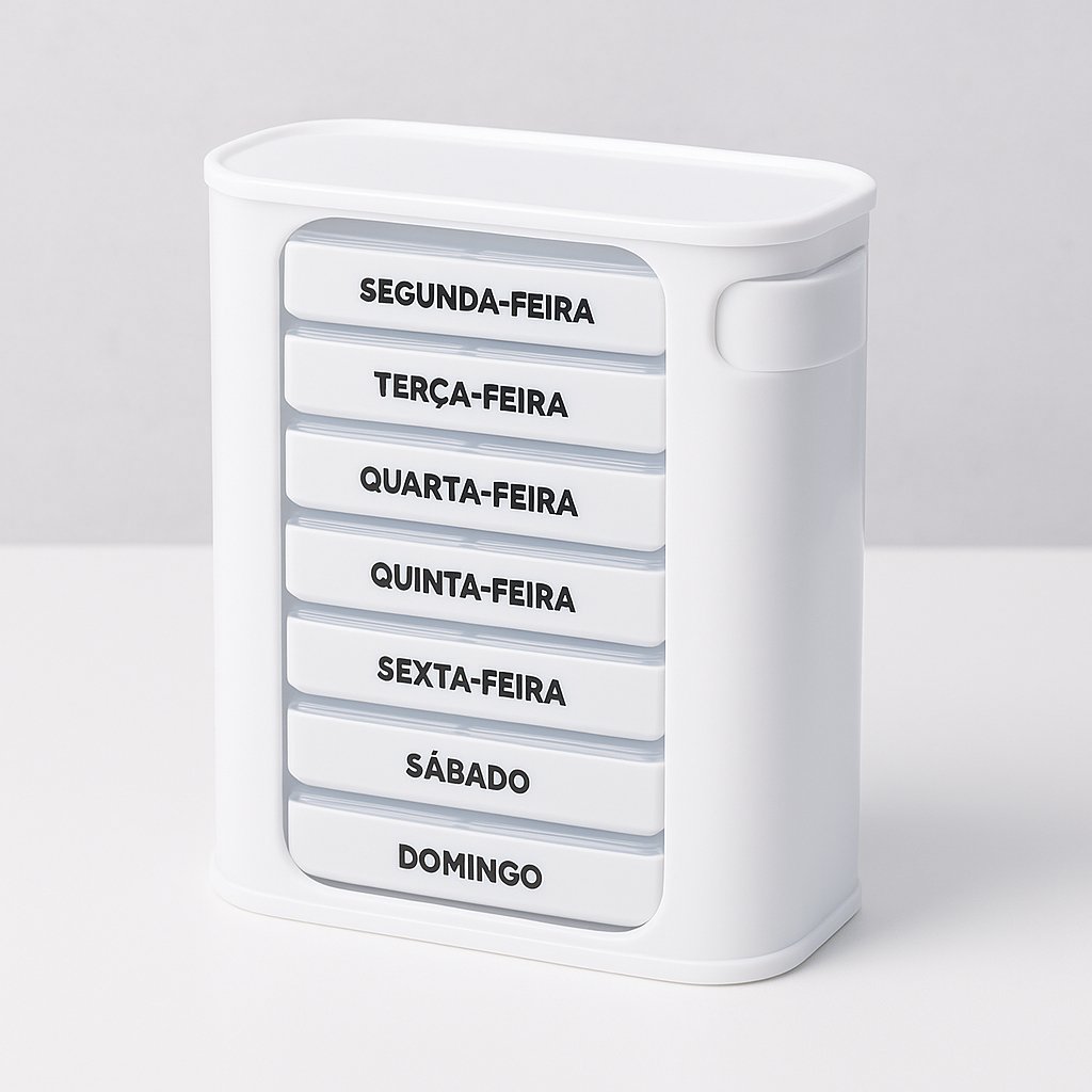 Porta Comprimidos Semanal 28 Divisórias | Organizador de Remédios Diário Manhã Tarde Noite