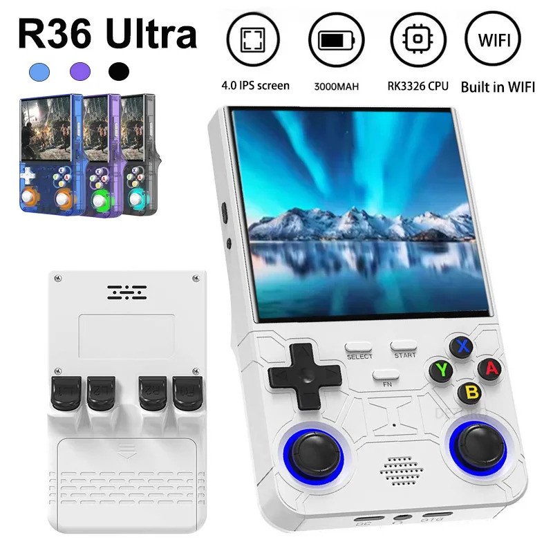 R36 Ultra Retro Console De Videogame Portátil Sistema Linux 4.0 Polegadas 64GB Tela IPS Bolso Jogo