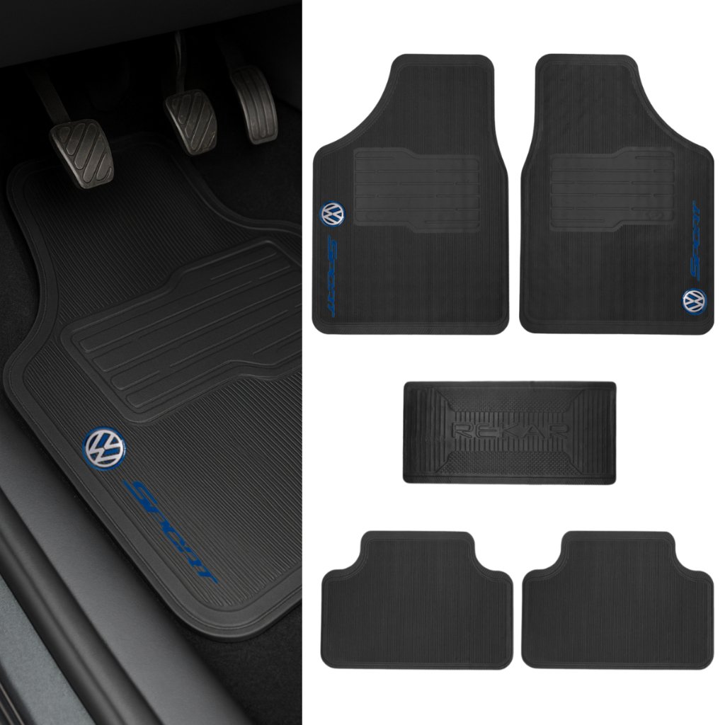 Kit Jogo Tapete Automotivo Carro Borracha Logo Volkswagen