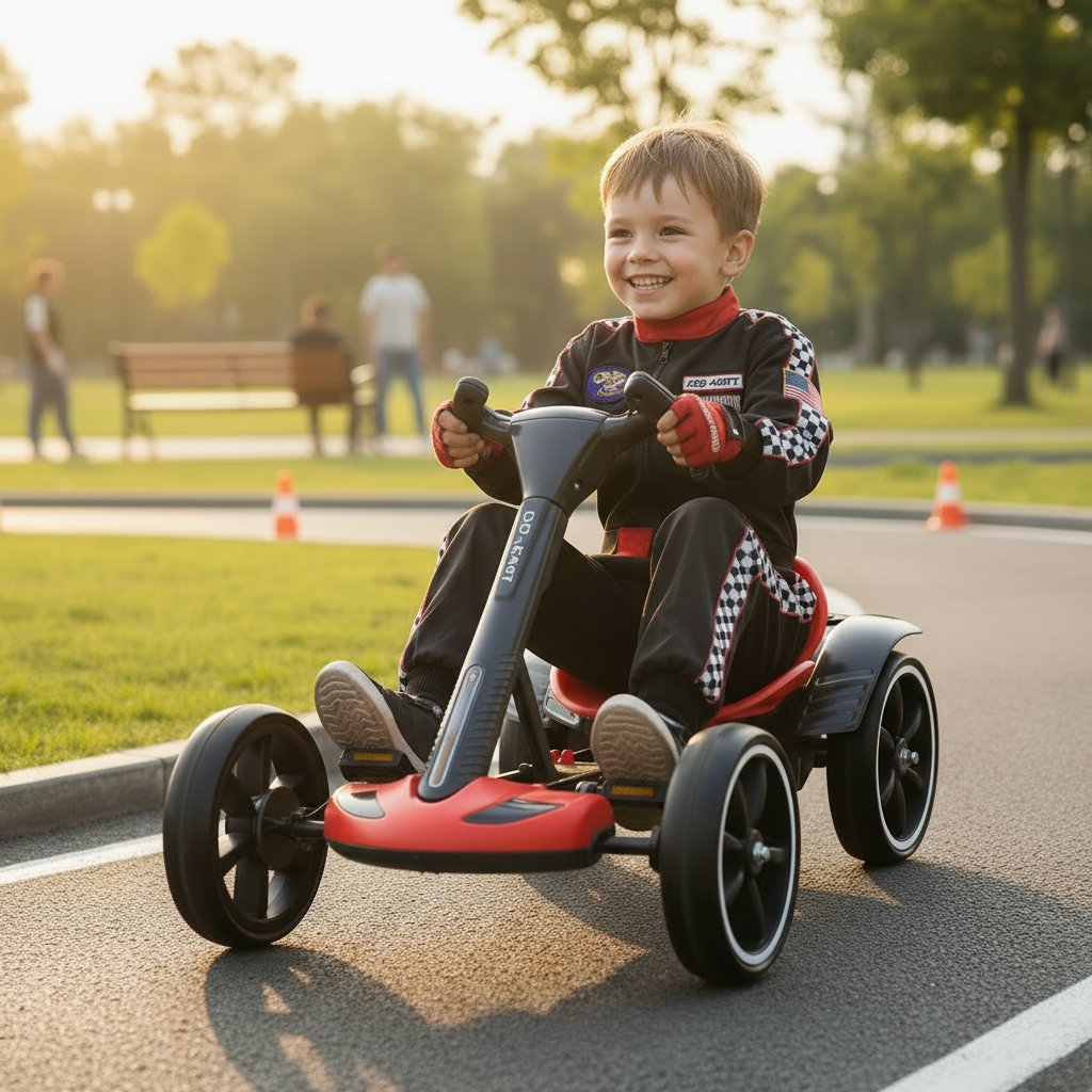 Carro Kart Elétrico Com Controle No Guidão Infantil  Suporta até 30 Kg Luzes e Som