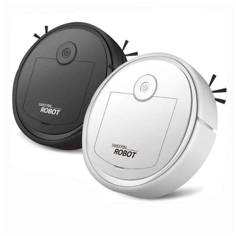 Robô Aspirador Inteligente Branco/Preto - Limpeza Automática e Design Compacto