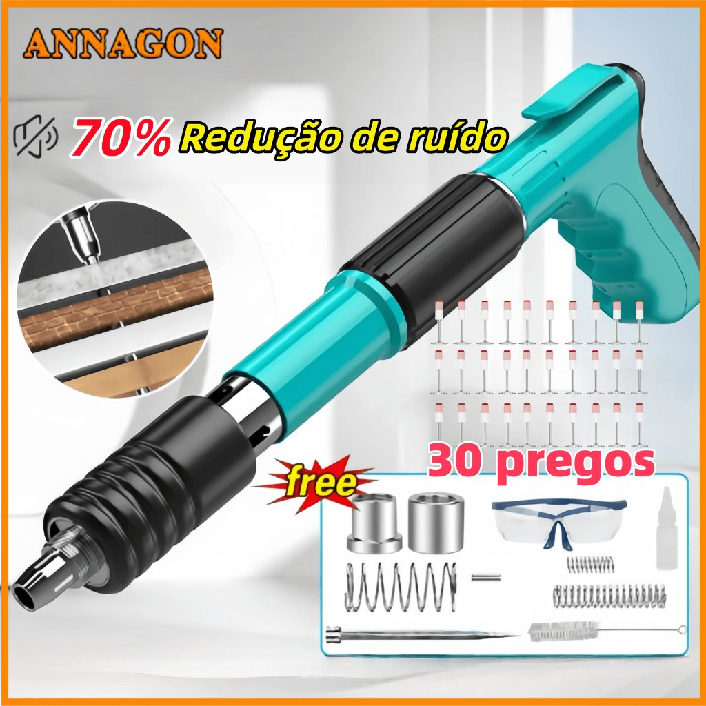 Kit Pistola de Fixação Profissional Inclui 30 pinos grátis 27mm Manual e Portátil para Uso Doméstico