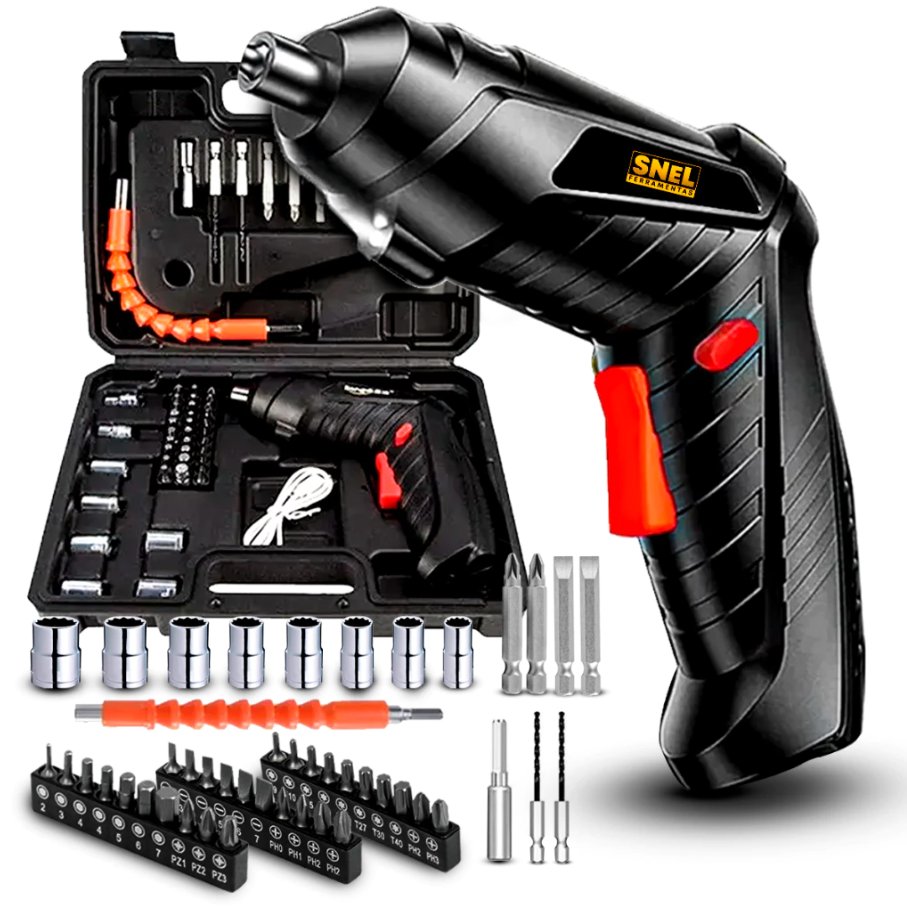Parafusadeira Chave Fenda a Bateria Speed Pró Compacta C/Led Bits E Carregador + chave catraca Bits