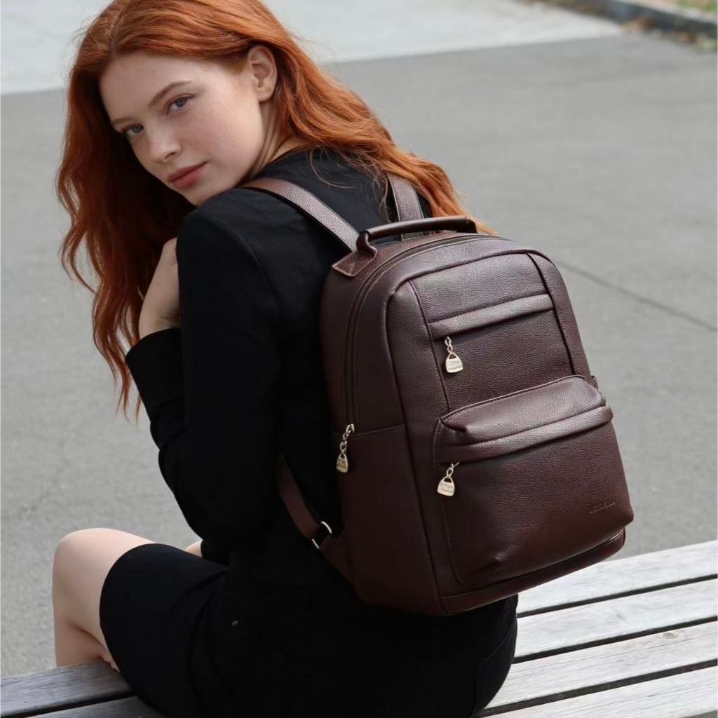 Mochila Grande Feminina Em Couro Macio Luxuosa E Versátil Universitária Com Vários Compartimentos Antifurto M4002 AMY