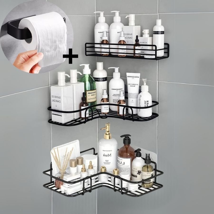 Suporte Prateleira Porta Shampoo Canto e Reto Com Adesivo Organizador - modelo selecionado