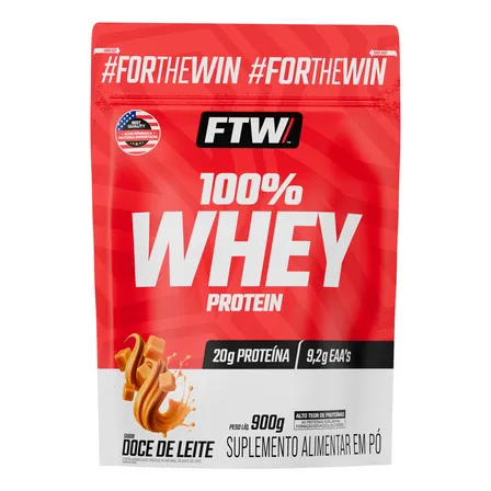 Whey Protein 100% Concentrado Refil 900g Sabor Doce De Leite - Ftw