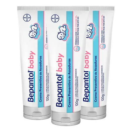 Kit Com 3 Cremes Pomada De Assadura 120gr Cada - Bepantol