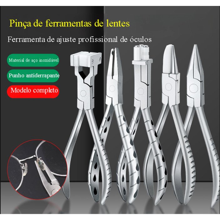Conjunto de ferramentas de ajuste de óculos, alicate de reparo, alicate de ajuste de reparo, almofada de nariz, ferramen