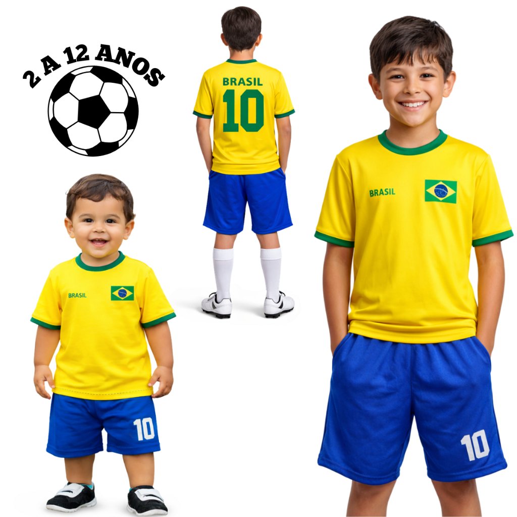 Conjunto Infantil do Brasil Camiseta + Bermuda Uniforme