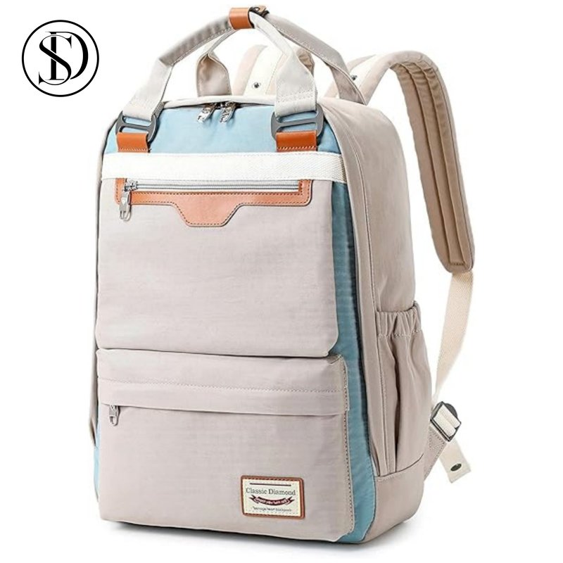 Mochila bolsa feminina à prova d'água, bolsa casual de poliéster, para universidade, escola e viagem