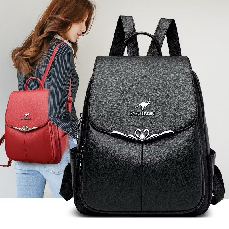 Mochila Feminina Em Couro Legítimo De Alta Qualidade 673-1
