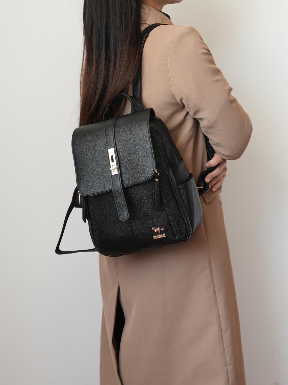 Mochila Feminina Média De Qualidade De Costas  Escolar Em Couro Sintético canguru S2318 S2319 VT