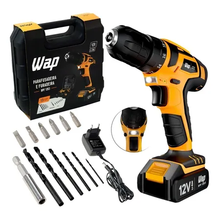 Parafusadeira Furadeira Sem Fio 12v Wap Bpf 12k3 Kit Maleta Amarelo/preto 127/220v 60 Hz