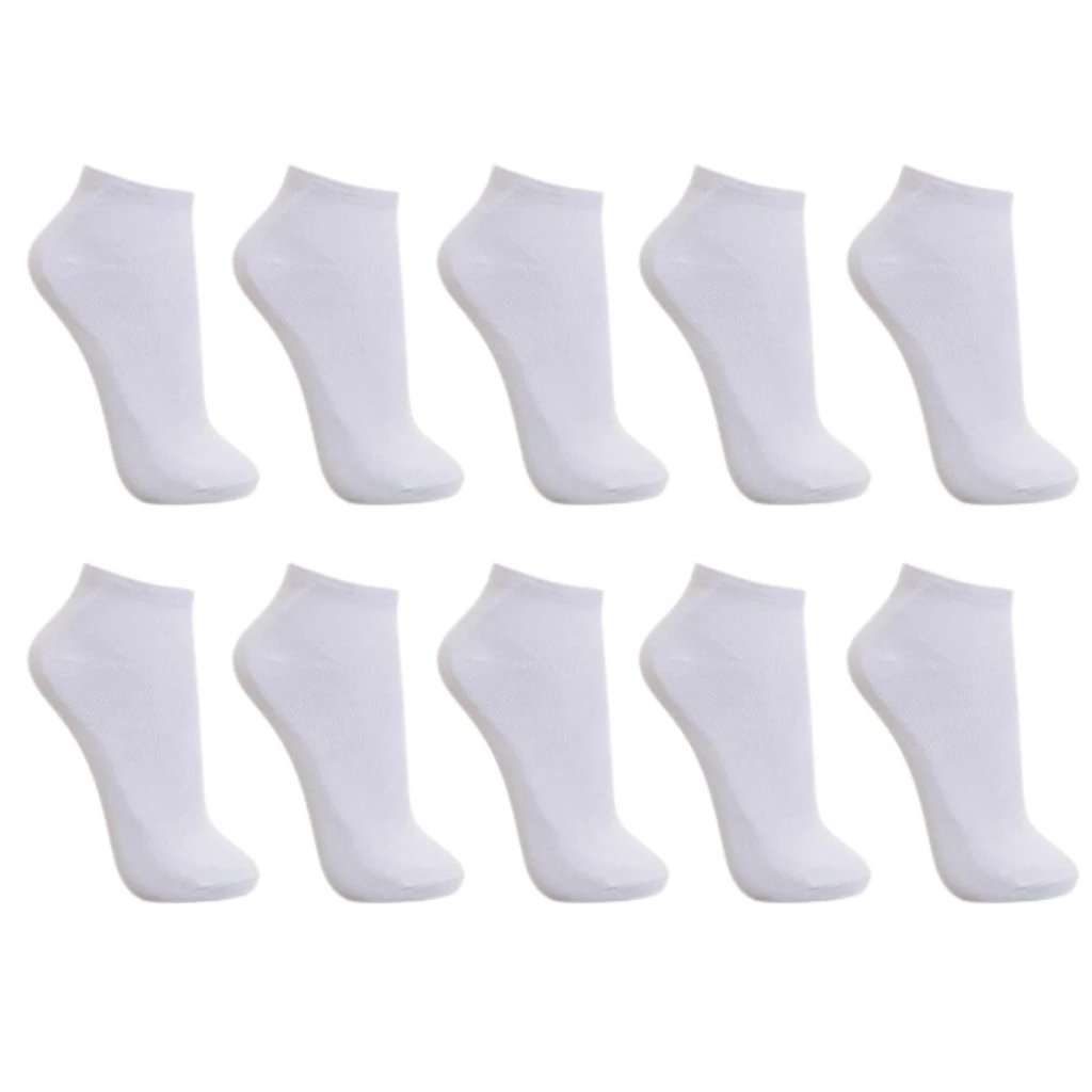Kit Até 20 Pares de Meias Soquete Unissex Cano Curto Escolar 80% Algodão Conforto Qualidade Cor Branco