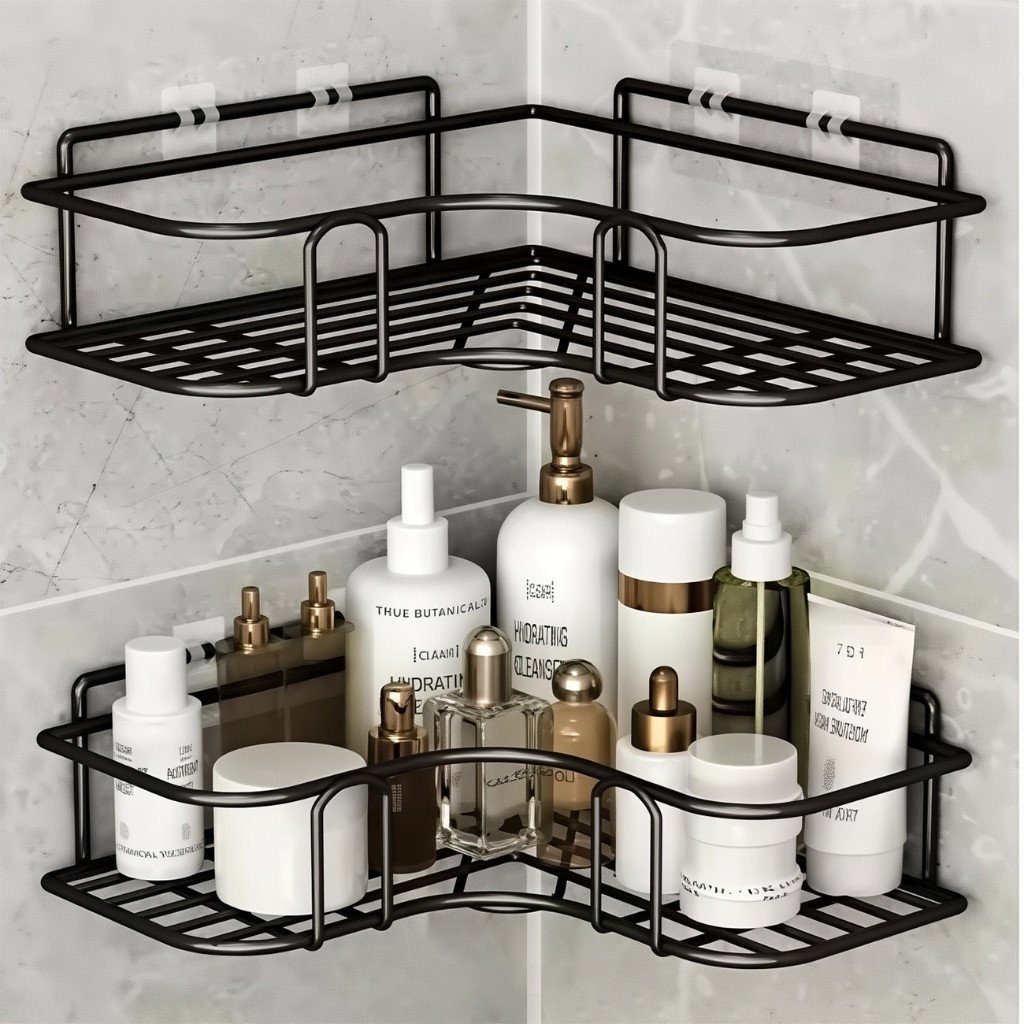 1/2/3/4 Suporte Organizador De Metal Rack De Parede Banheiro Cozinha Prateleiras Porta Shampoo Top&casa